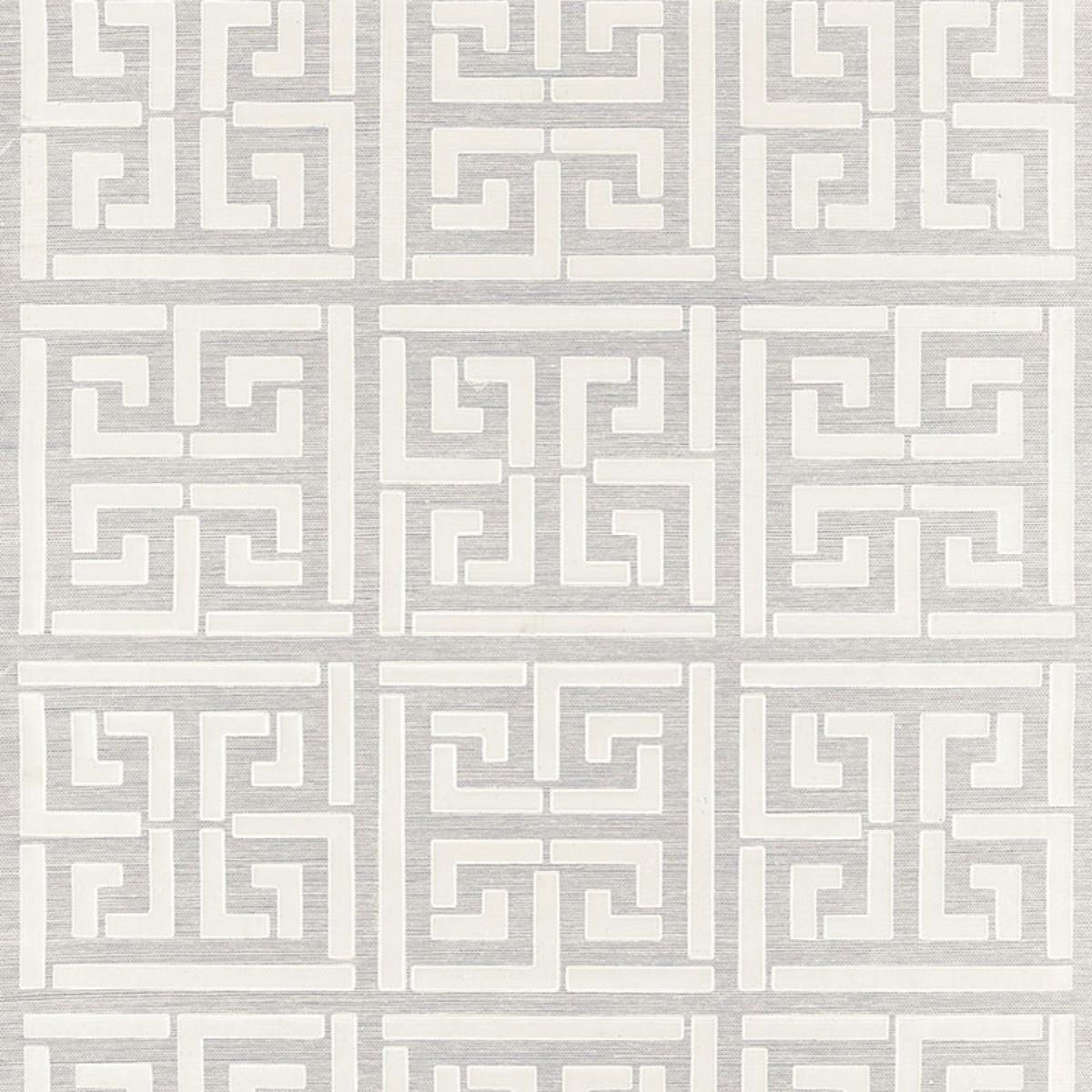 SCHUMACHER GREEK KEY SISAL SILVER WALLCOVERING | Atlanta Fabrics