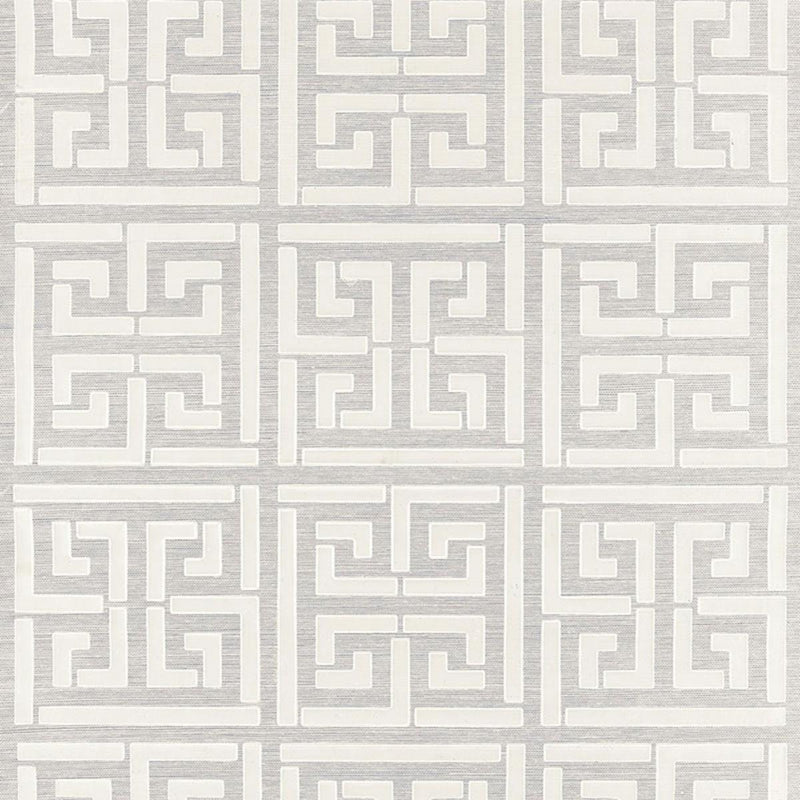 SCHUMACHER GREEK KEY SISAL SILVER WALLCOVERING | Atlanta Fabrics