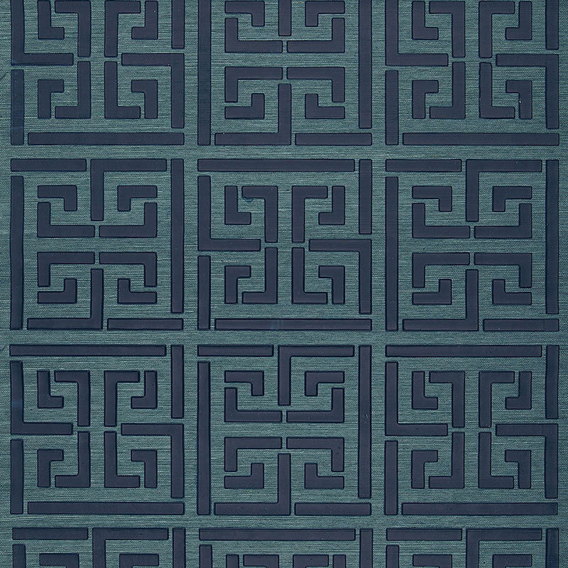 GREEK KEY SISAL PEACOCK