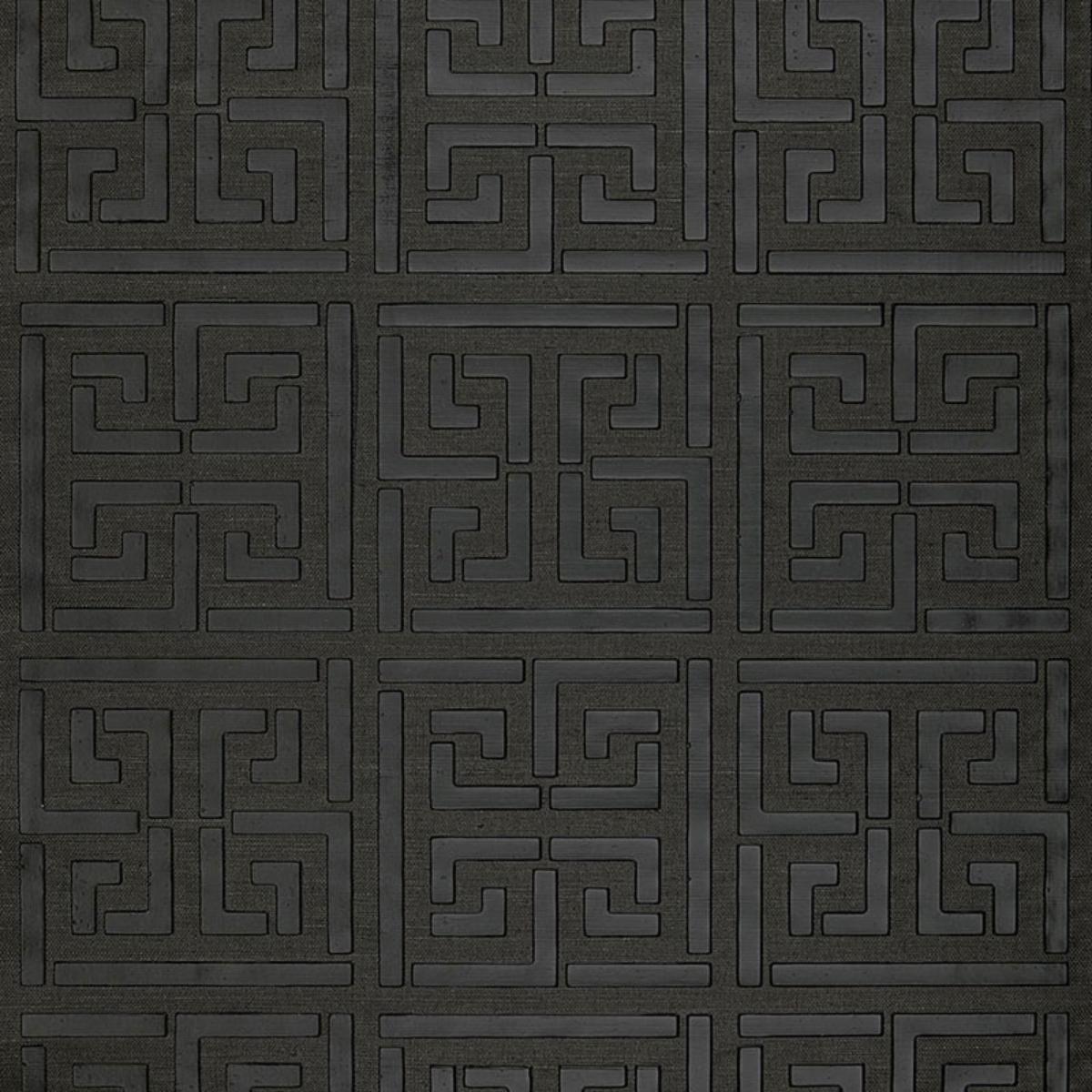 SCHUMACHER GREEK KEY SISAL JET WALLCOVERING | Atlanta Fabrics