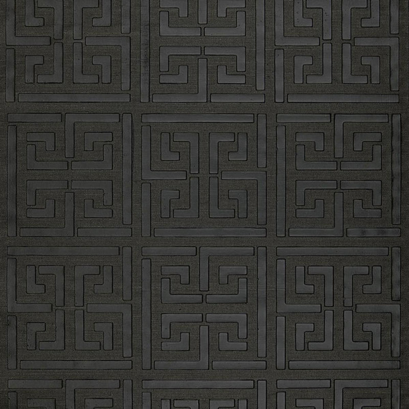 SCHUMACHER GREEK KEY SISAL JET WALLCOVERING | Atlanta Fabrics