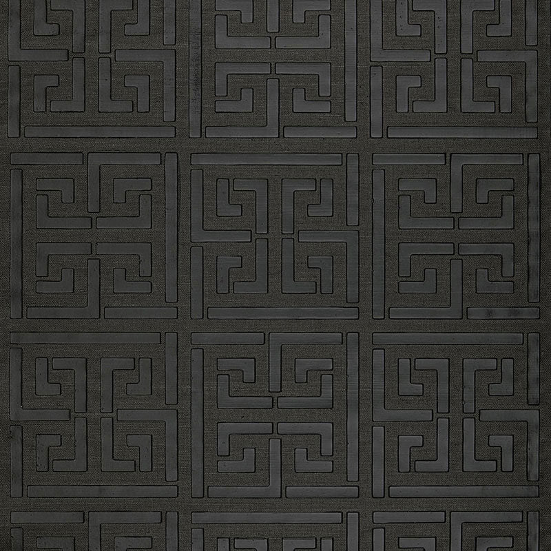 Schumacher GREEK KEY SISAL JET WALLCOVERING | Atlanta Fabrics