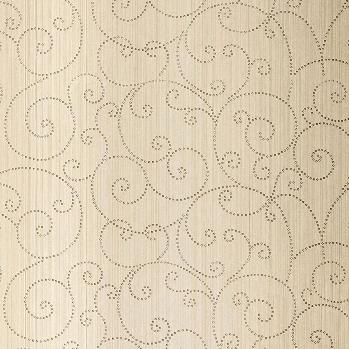 SCHUMACHER BEADED SCROLL AGED SILVER WALLCOVERING | Atlanta Fabrics