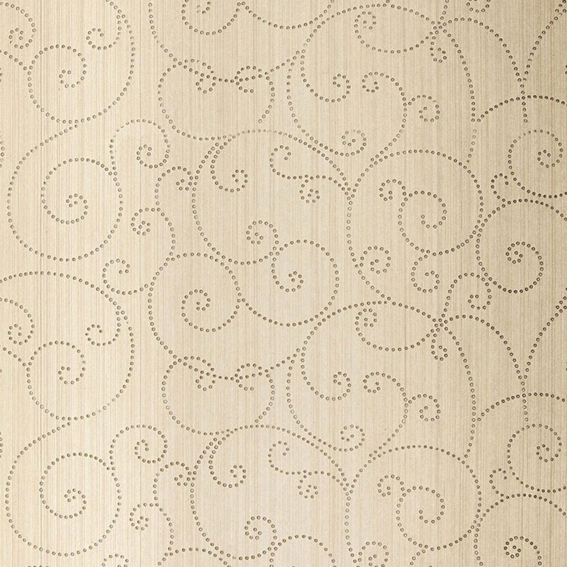 SCHUMACHER BEADED SCROLL AGED SILVER WALLCOVERING | Atlanta Fabrics