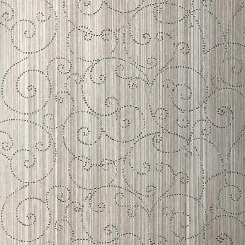 SCHUMACHER BEADED SCROLL PEWTER WALLCOVERING | Atlanta Fabrics