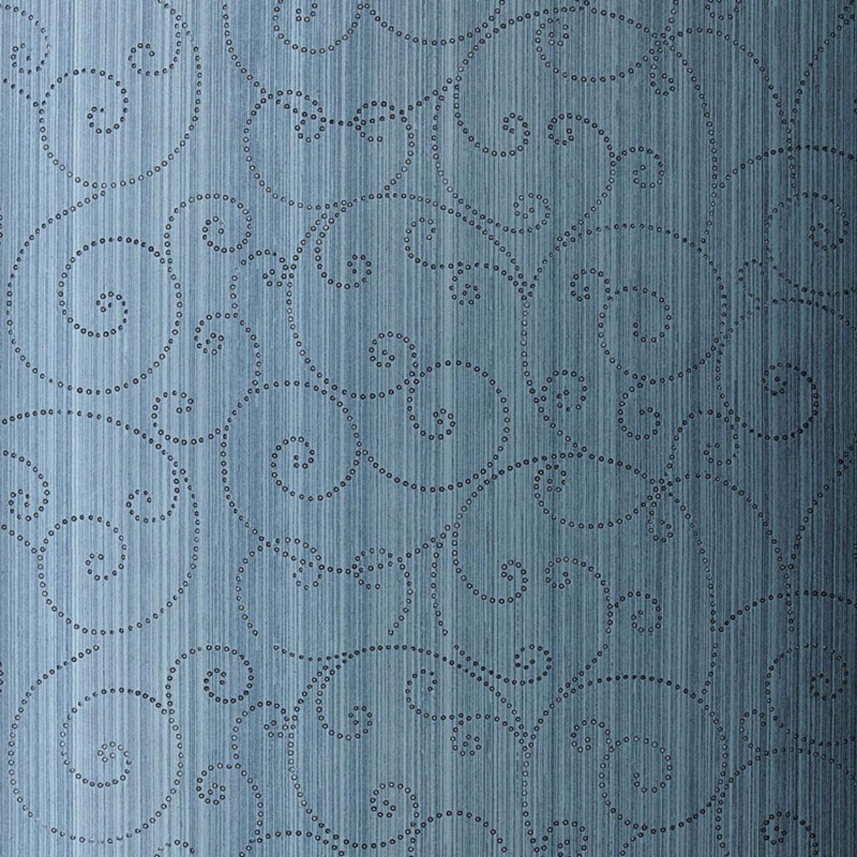 SCHUMACHER BEADED SCROLL PEACOCK WALLCOVERING | Atlanta Fabrics