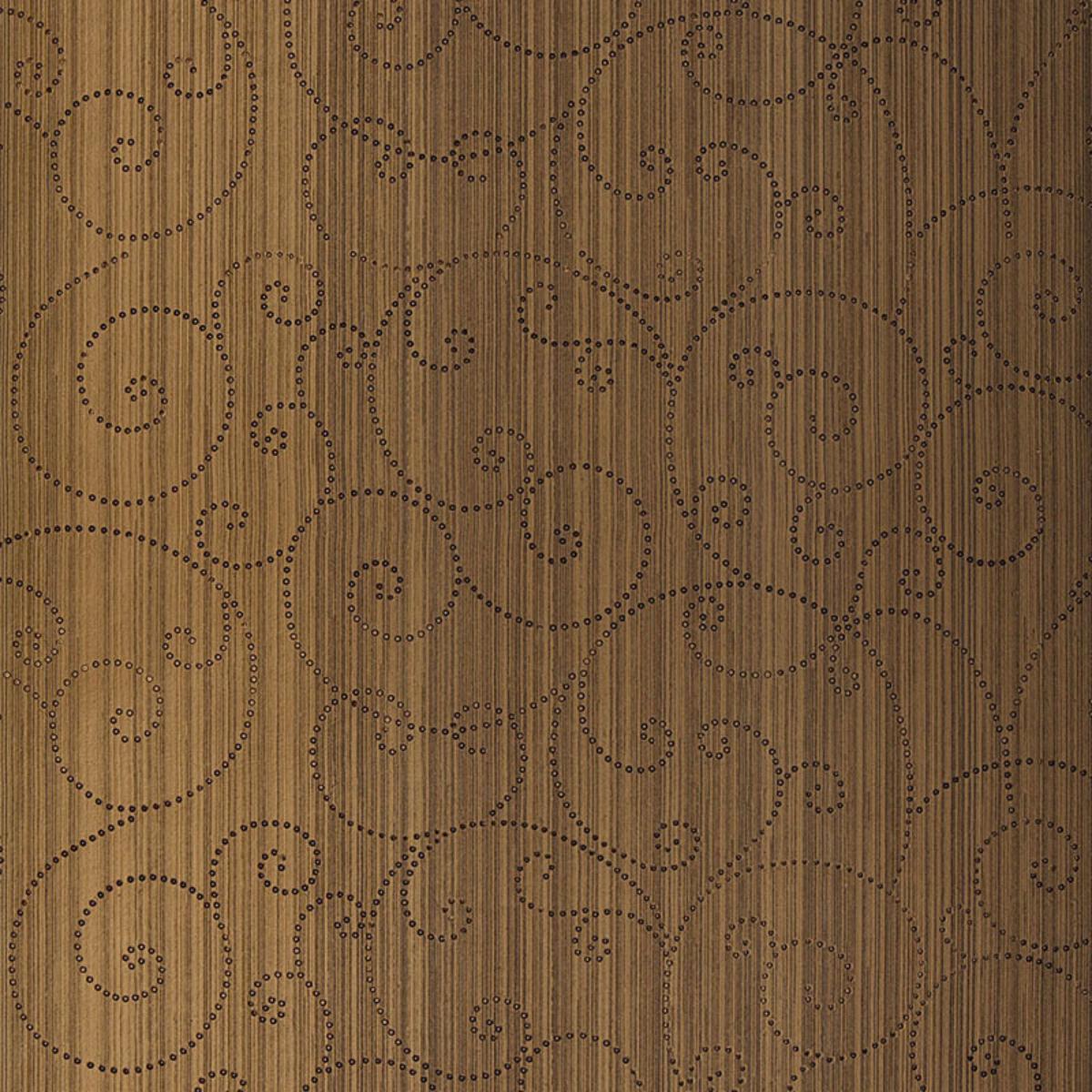 SCHUMACHER BEADED SCROLL BURNISHED BRONZE WALLCOVERING | Atlanta Fabrics