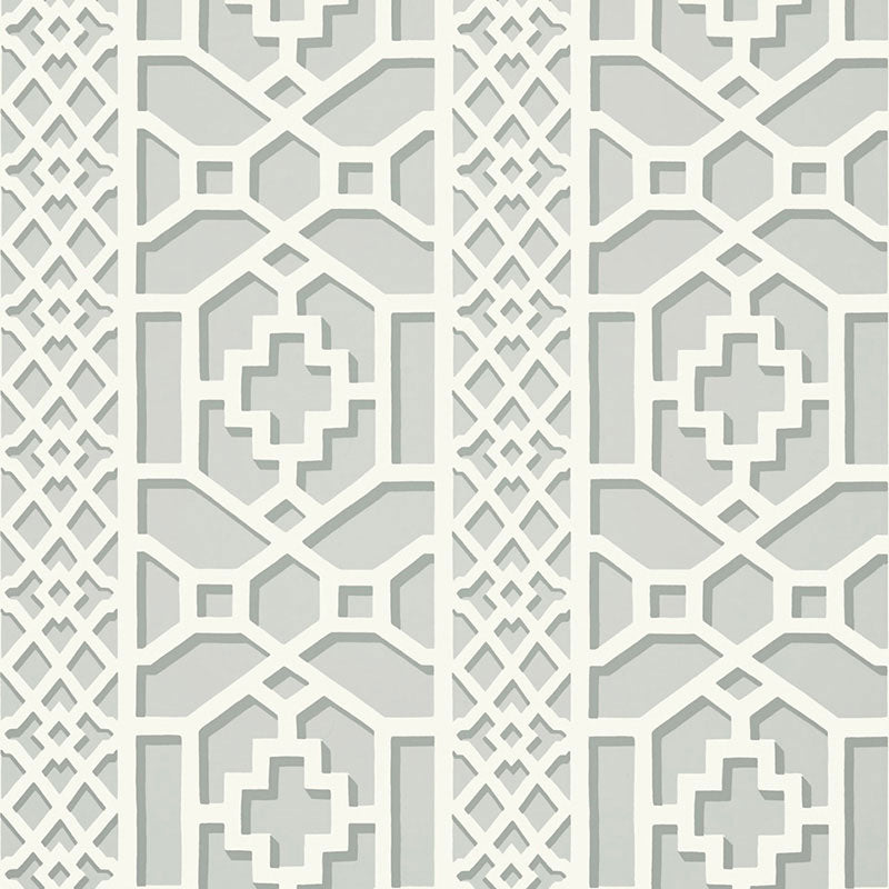 Schumacher ZANZIBAR TRELLIS CLOUD  | Atlanta Fabrics