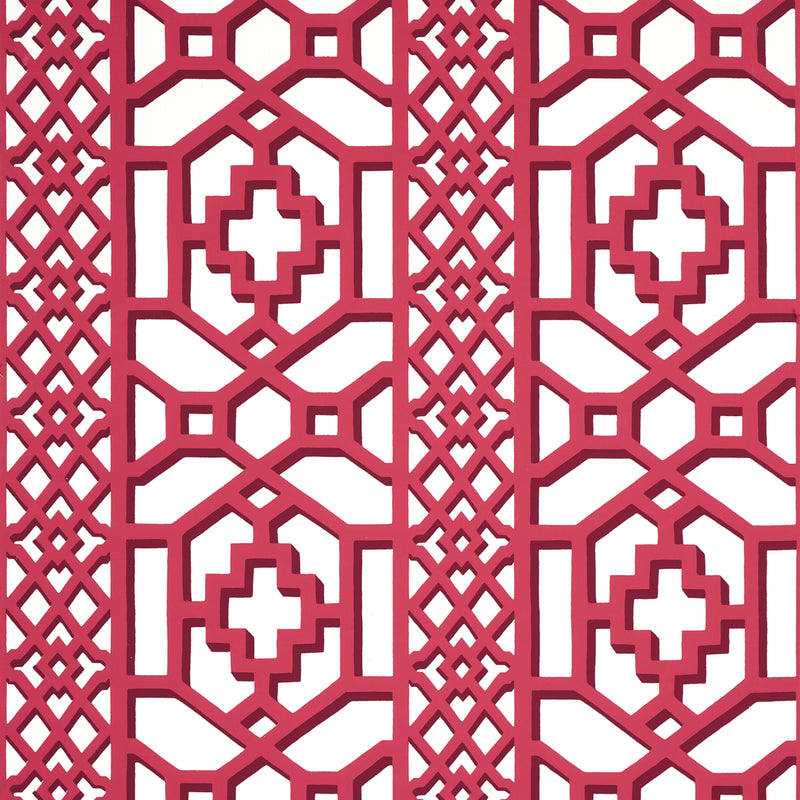 Schumacher ZANZIBAR TRELLIS LAQUER RED  | Atlanta Fabrics