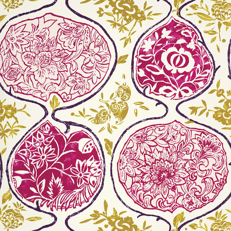 Schumacher KATSUGI FUCHSIA & CHARTREUSE  | Atlanta Fabrics