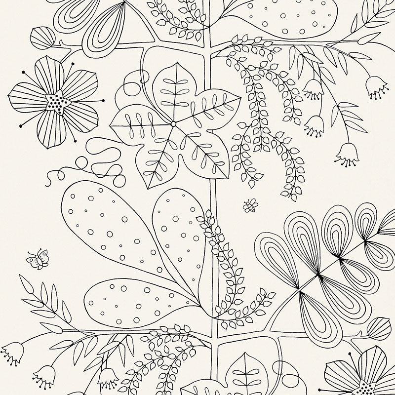 Schumacher BLOMMEN NOIR / BLANC  | Atlanta Fabrics