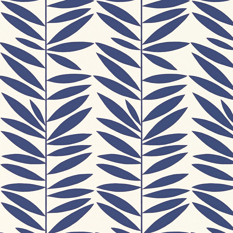 Schumacher LEAF STRIPE MARINE  | Atlanta Fabrics