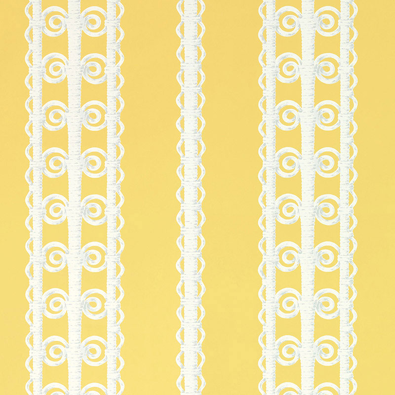 Schumacher WICKER STRIPE LEMON BLOSSOM  | Atlanta Fabrics