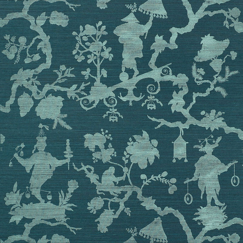 SHANTUNG SILHOUETTE SISAL PEACOCK