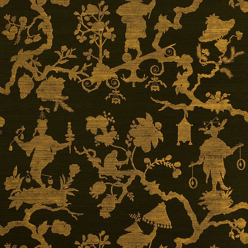 SHANTUNG SILHOUETTE SISAL GOLD ON JET