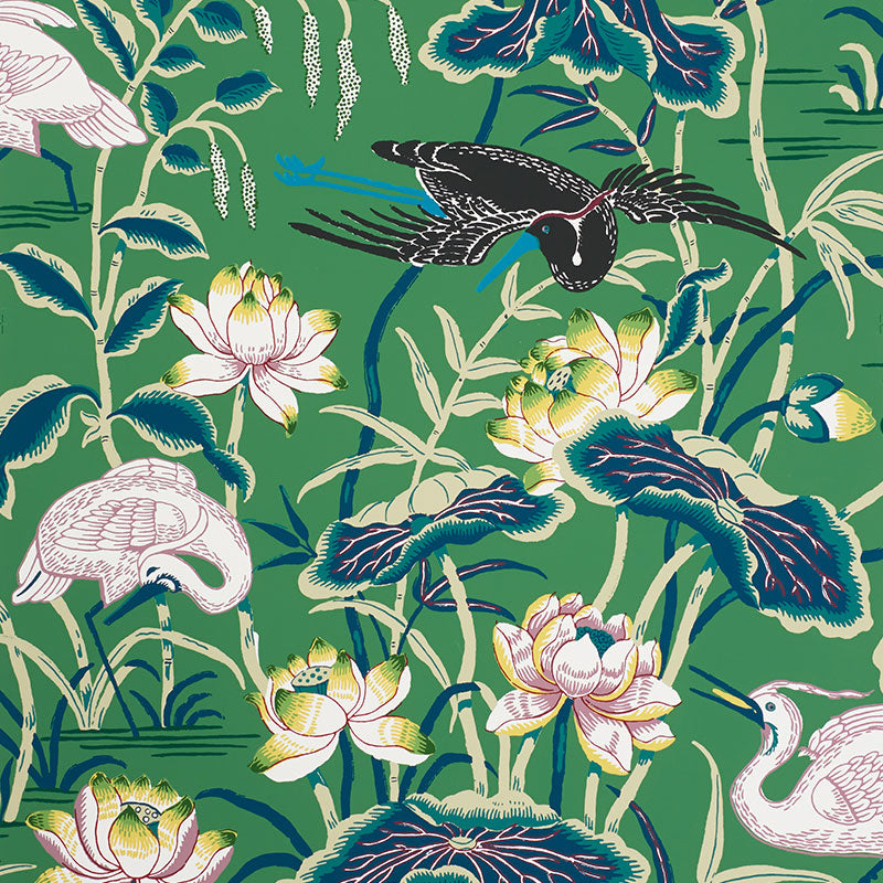 Schumacher Lotus Garden Jade  | Atlanta Fabrics