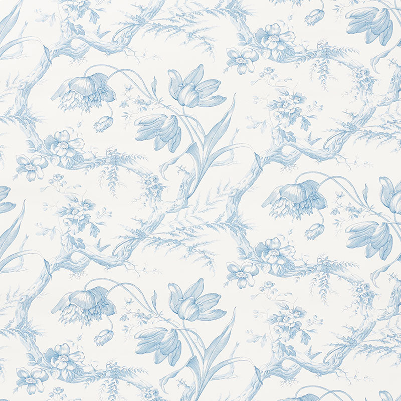 Schumacher Toile De Fleurs Delft  | Atlanta Fabrics