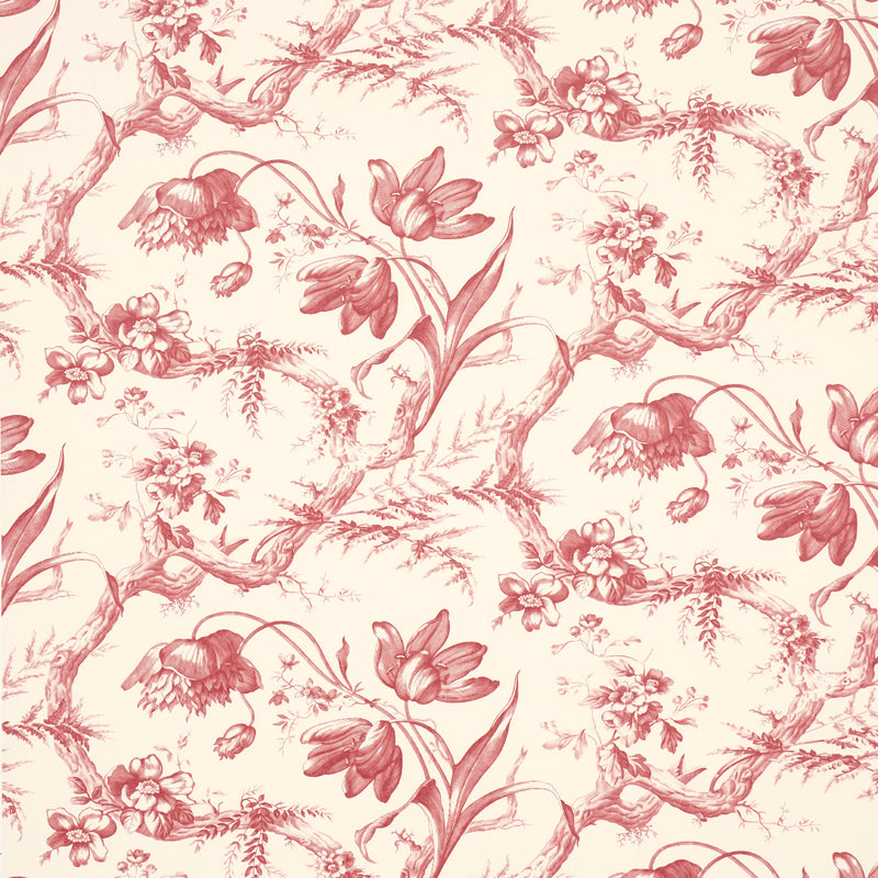 Schumacher Toile De Fleurs Rouge  | Atlanta Fabrics