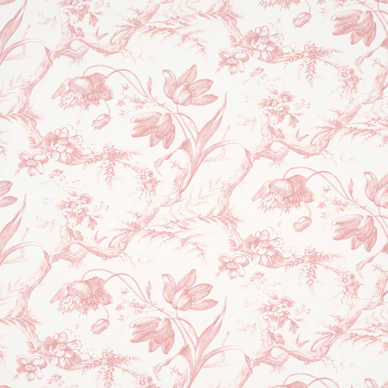 Schumacher Toile De Fleurs Pink  | Atlanta Fabrics