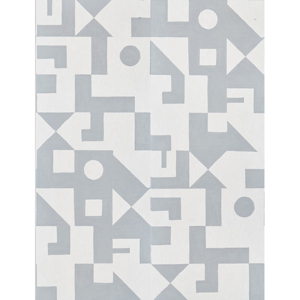 Schumacher Binary Panel Set Silver  | Atlanta Fabrics