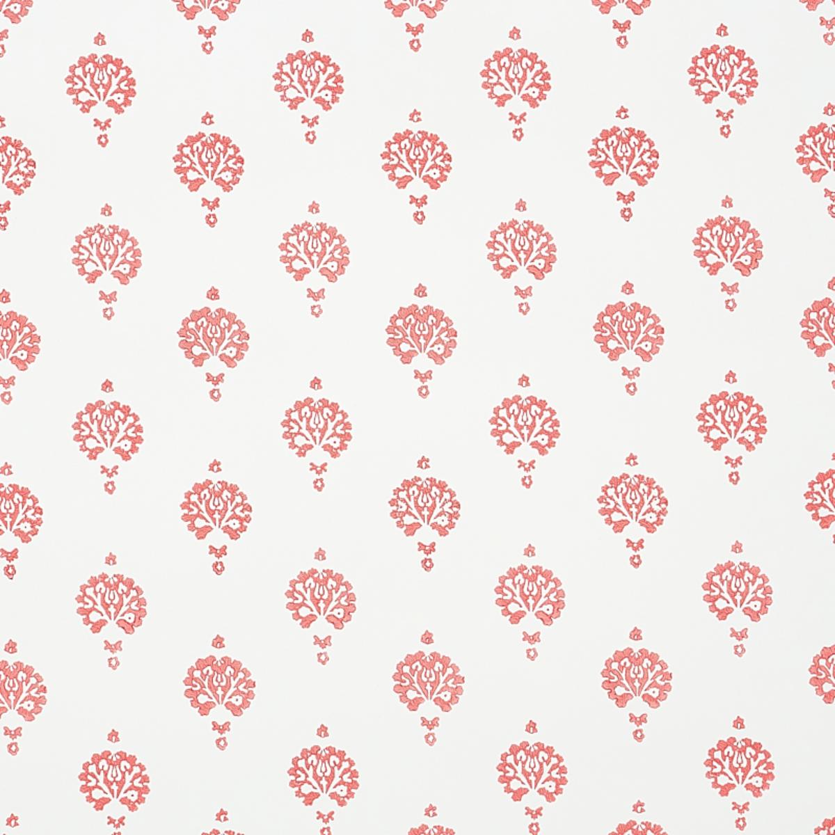 SCHUMACHER DAHLIA HAND BLOCKED PRINT RED WALLCOVERING | Atlanta Fabrics