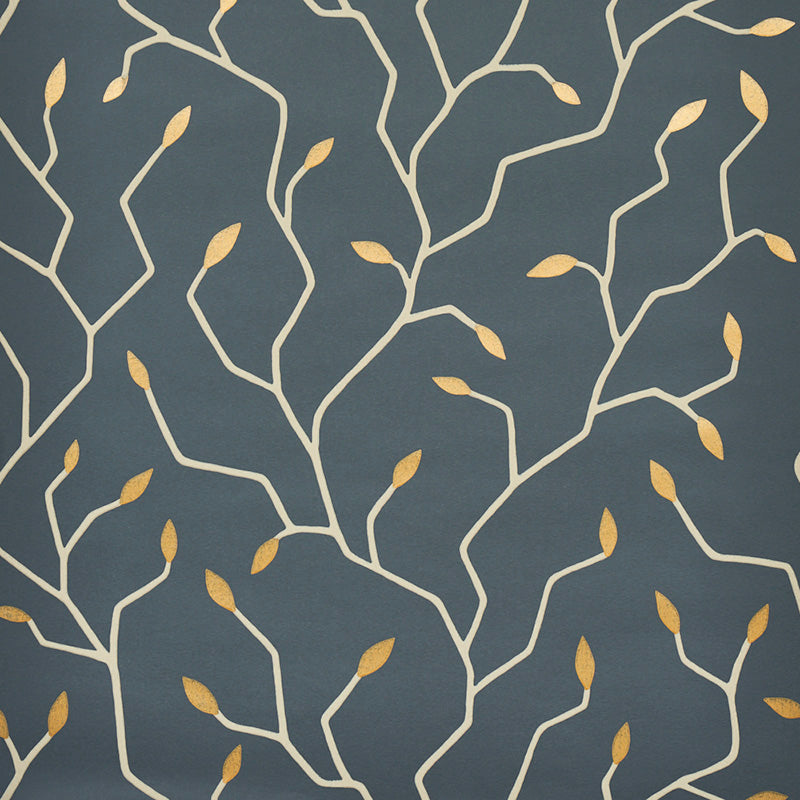Schumacher CYMBELINE CHARCOAL & GOLD  | Atlanta Fabrics