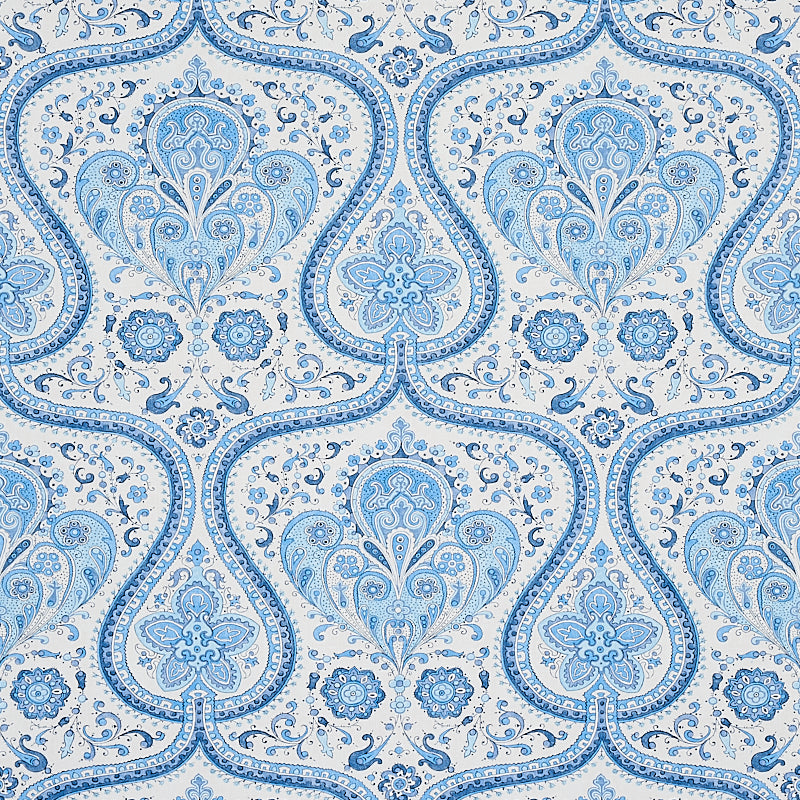 Schumacher PAISLEY COURT BLUE  | Atlanta Fabrics