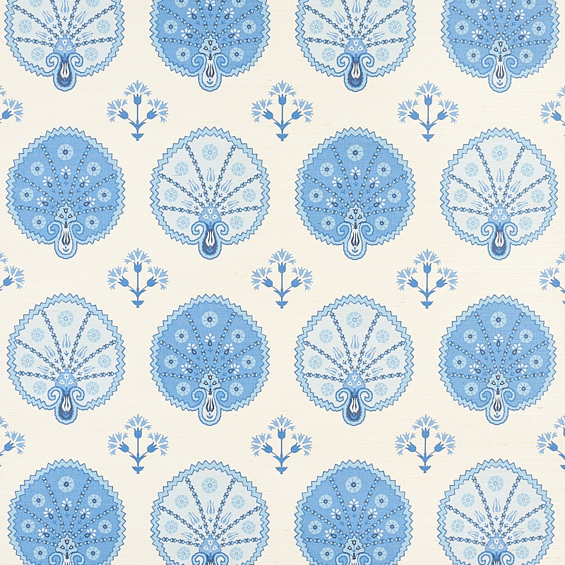 Schumacher CHAMBA CROWN SISAL BLUE  | Atlanta Fabrics