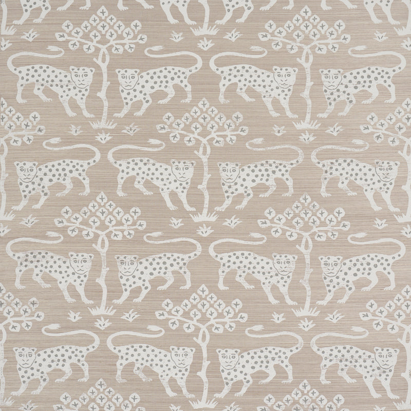 Schumacher WOODLAND LEOPARD SISAL SILVER  | Atlanta Fabrics
