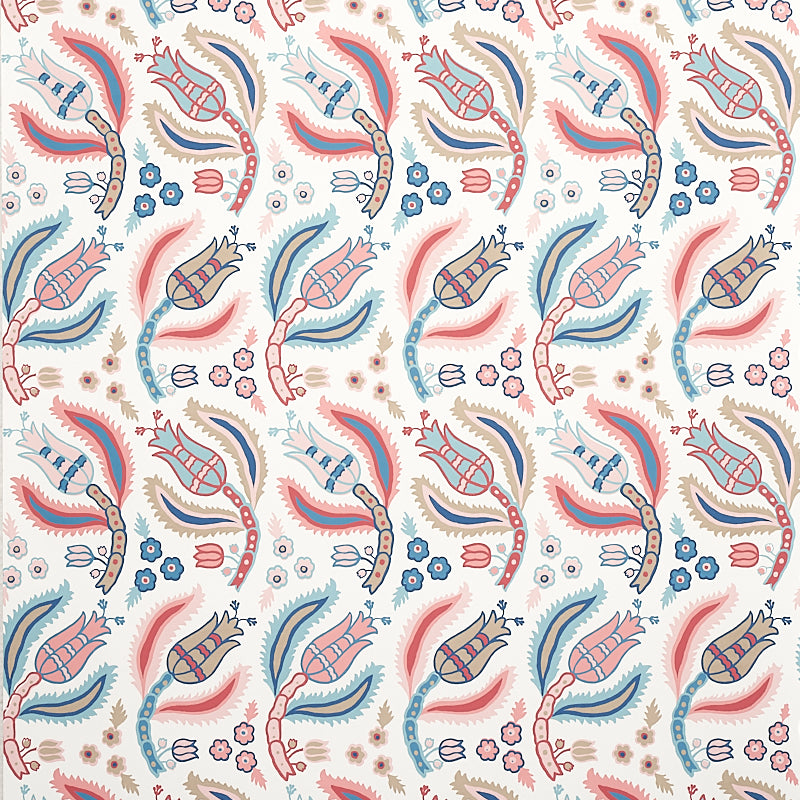 Schumacher MALABAR VINE ROSE & DELFT  | Atlanta Fabrics