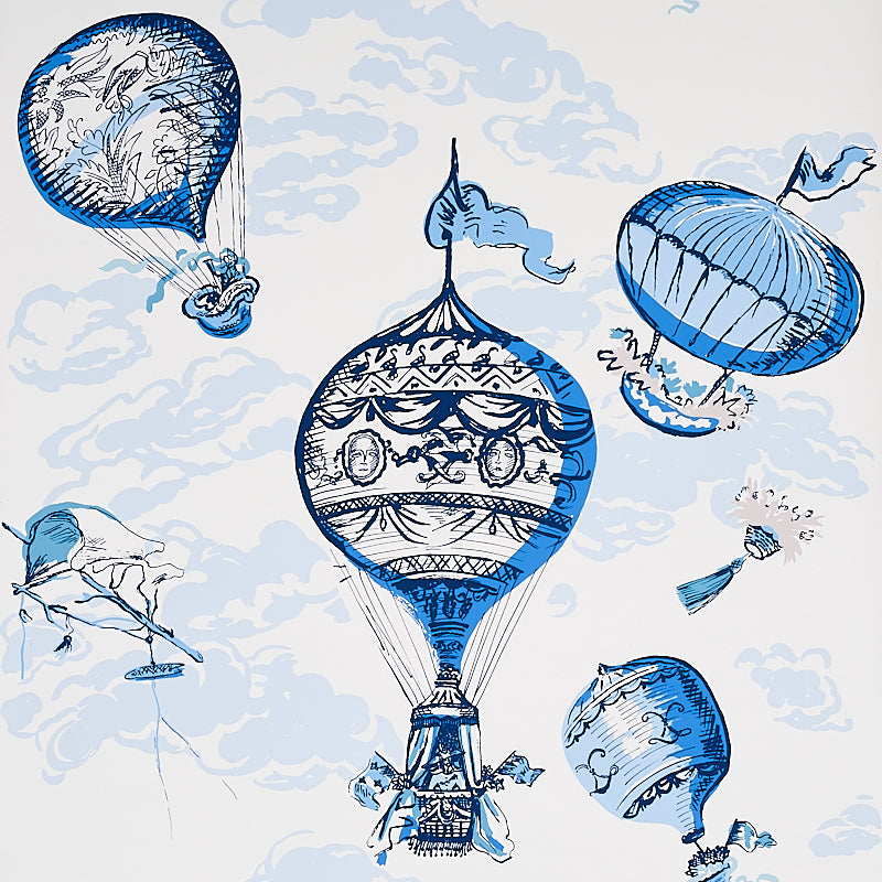 Schumacher Balloons Blue  | Atlanta Fabrics