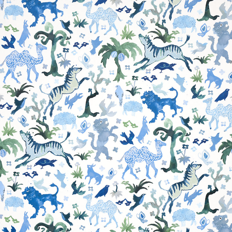 Schumacher BEASTS BLUE AND GREEN  | Atlanta Fabrics