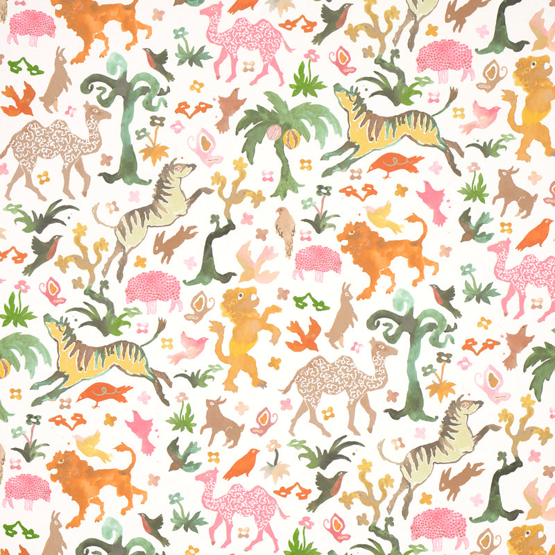 Schumacher BEASTS PINK AND GOLD  | Atlanta Fabrics