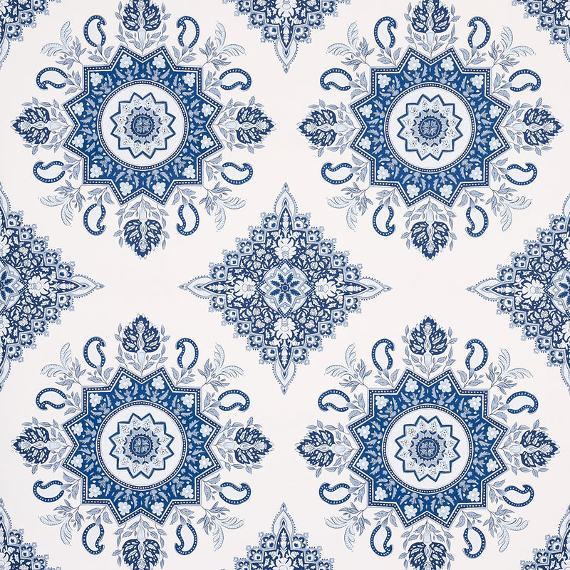 Schumacher MONTECITO MEDALLION INDIGO  | Atlanta Fabrics