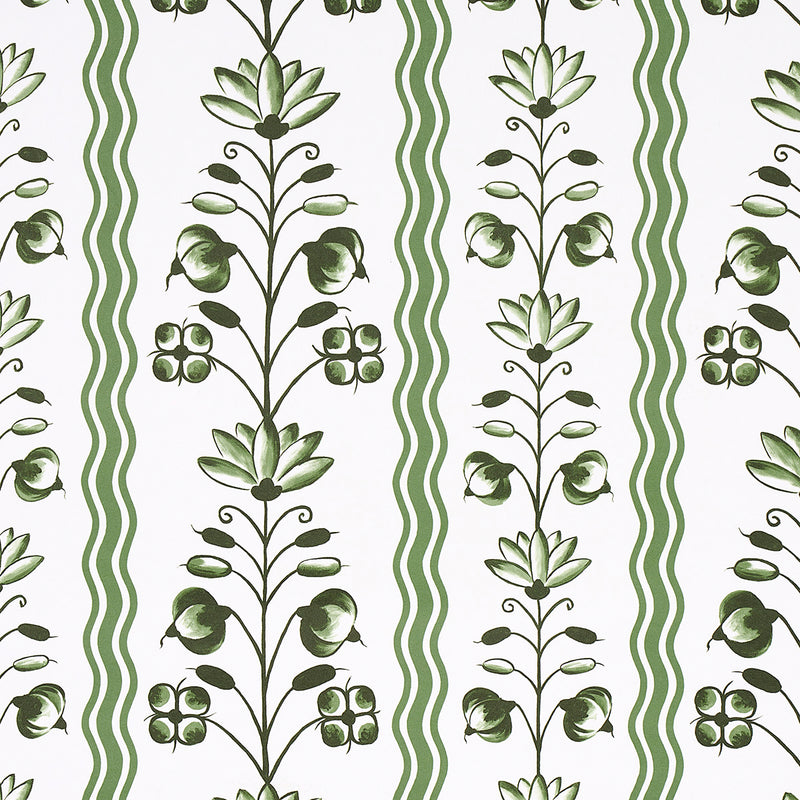 Schumacher DELFT WAVES GREEN  | Atlanta Fabrics