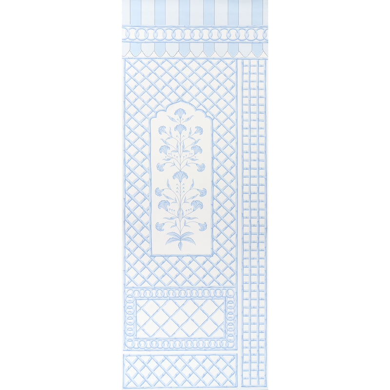 Schumacher BAMBOO TRELLIS PANEL A BLUE  | Atlanta Fabrics
