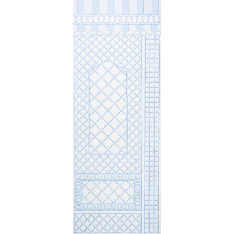 Schumacher BAMBOO TRELLIS PANEL B BLUE  | Atlanta Fabrics