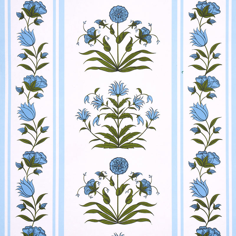 Schumacher POPPY STRIPES BLUE  | Atlanta Fabrics