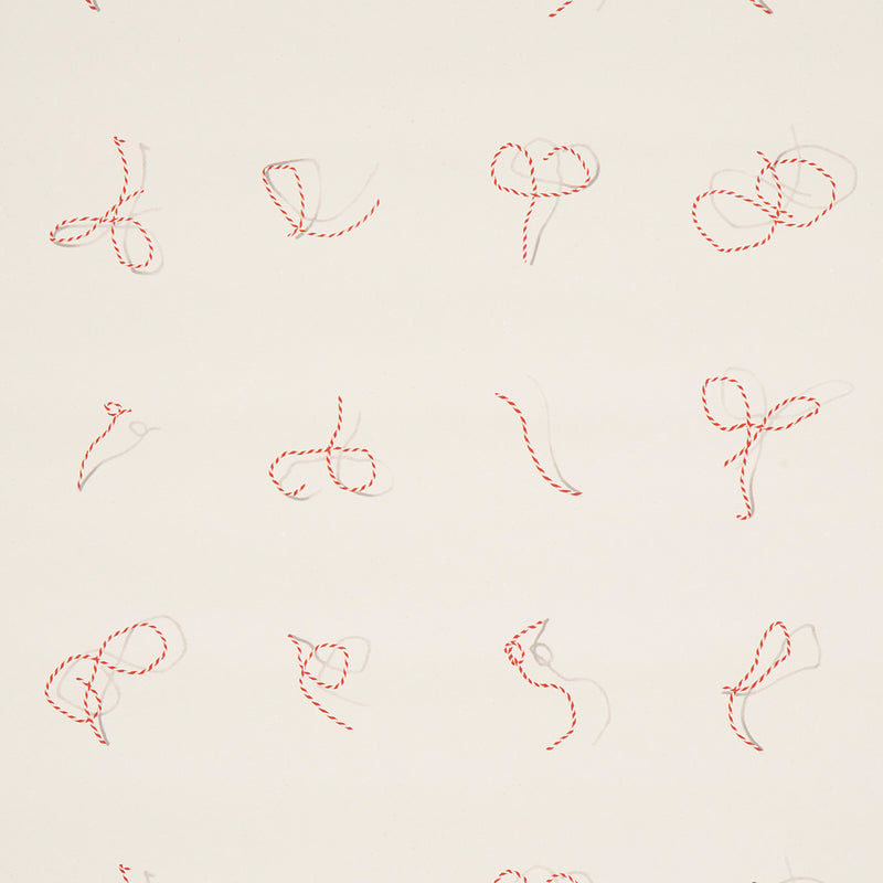 Schumacher BUTCHER STRING RED AND WHITE ON IVORY  | Atlanta Fabrics