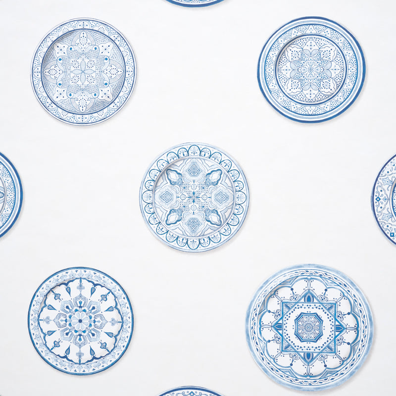 Schumacher Montecito Porcelain Indigo  | Atlanta Fabrics