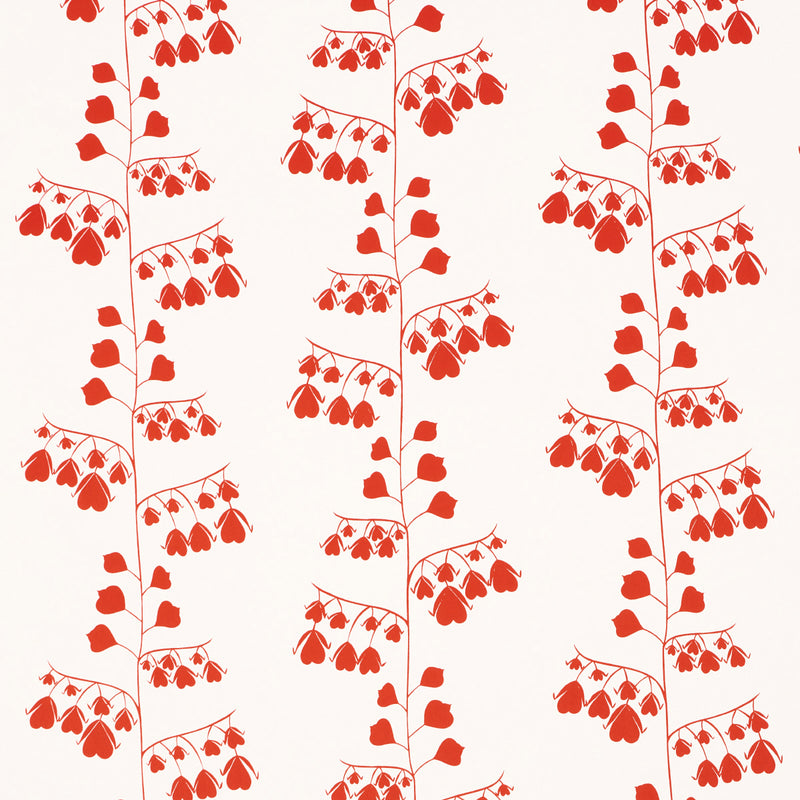 Schumacher BLEEDING HEARTS RED Wallcovering | Atlanta Fabrics