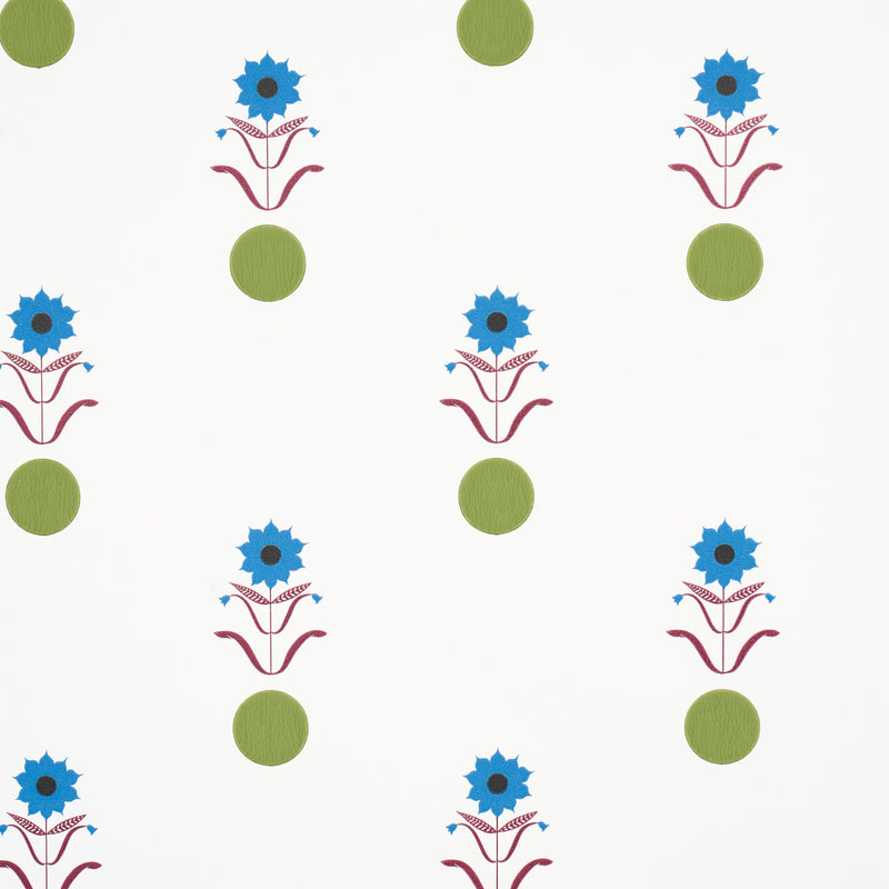 Schumacher FORGET ME DOTS BLUE & PLUM  | Atlanta Fabrics