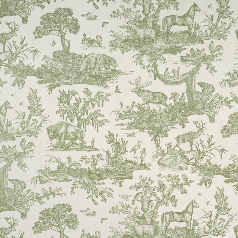 Schumacher Western Toile Olive  | Atlanta Fabrics