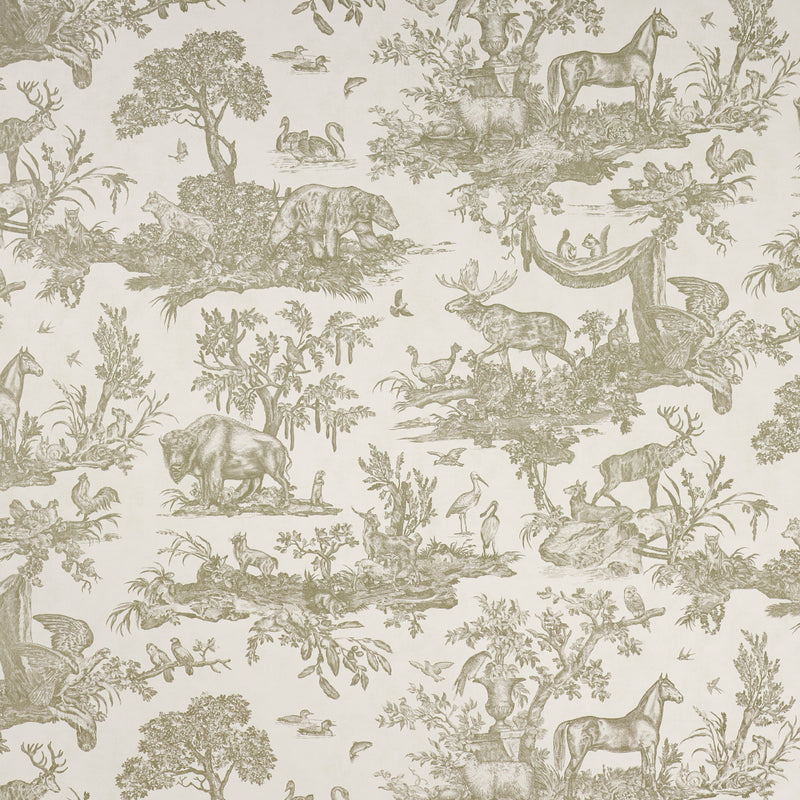 Schumacher Western Toile Stone  | Atlanta Fabrics