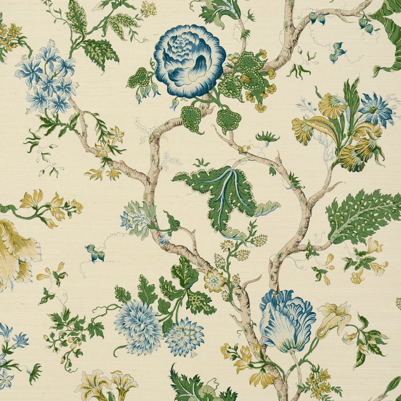 Schumacher Josephine Sisal Peacock  | Atlanta Fabrics