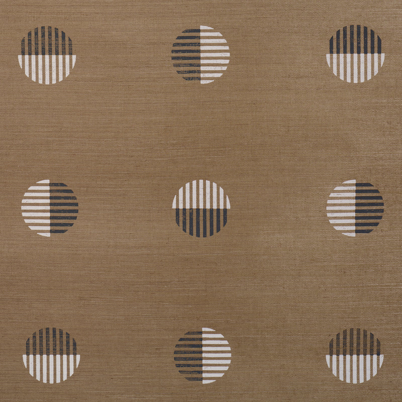 Schumacher Ando Hand Blocked Sisal Ivory & Charcoal On Natural  | Atlanta Fabrics