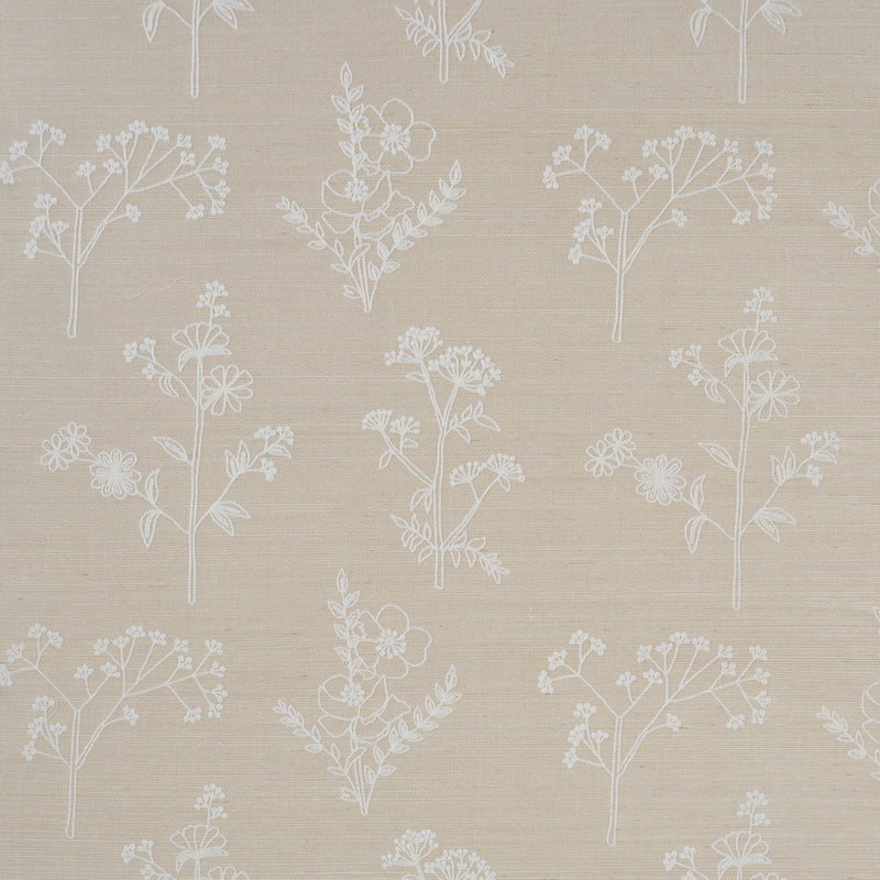 Schumacher Lisbeth Embroidered Sisal Pearl  | Atlanta Fabrics