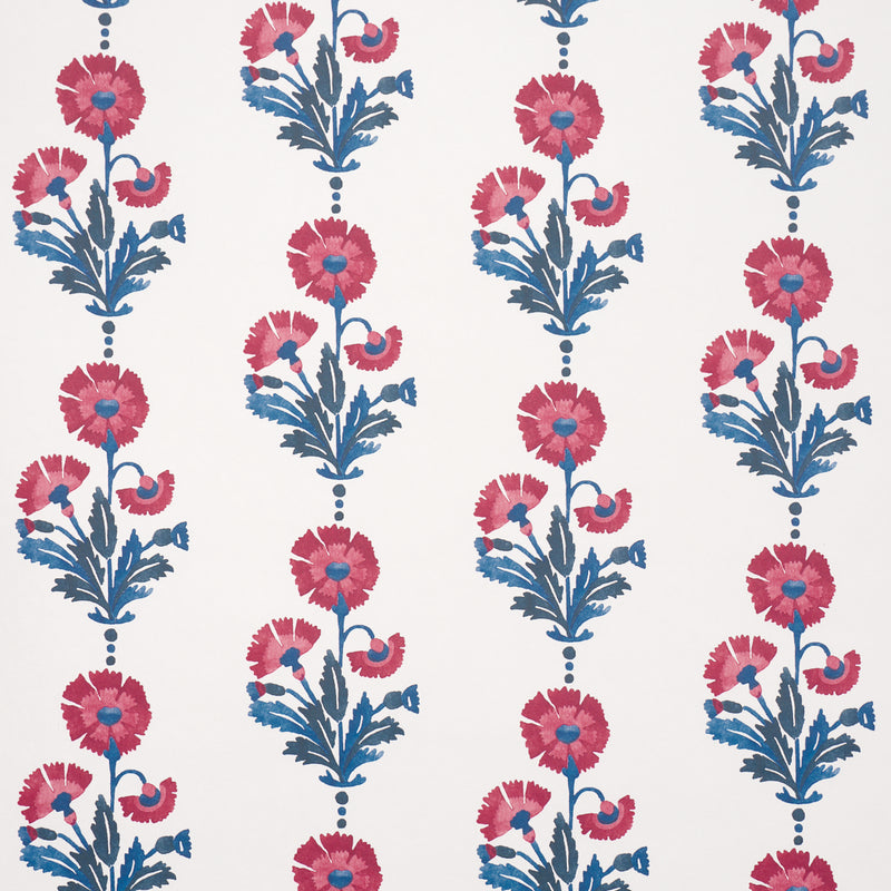 Schumacher Dianthus Print Indigo & Iron  | Atlanta Fabrics