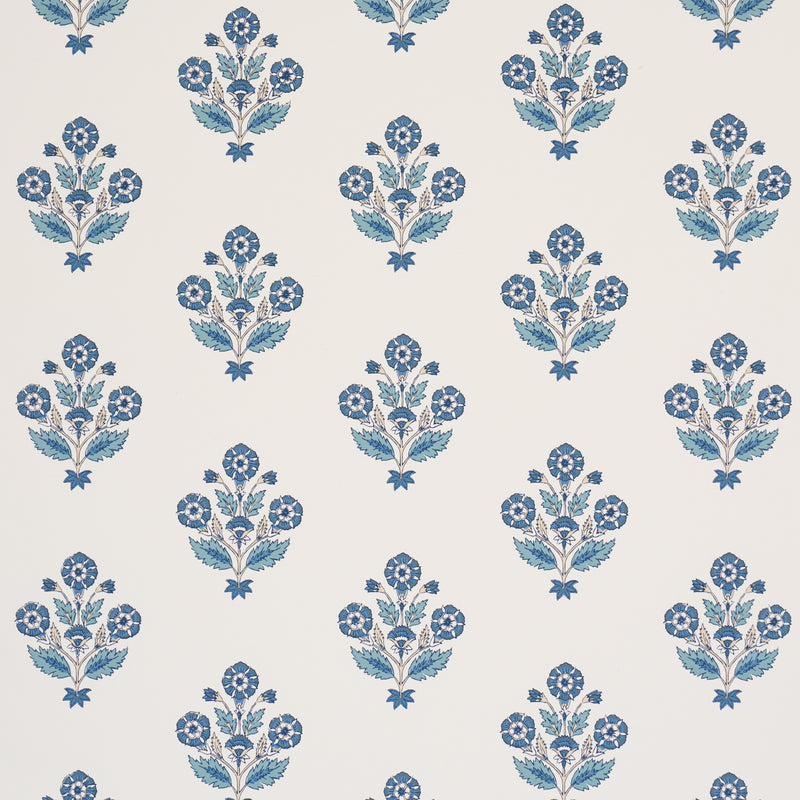 Schumacher DALILA HAND-SCREEN PRINT BLUE  | Atlanta Fabrics