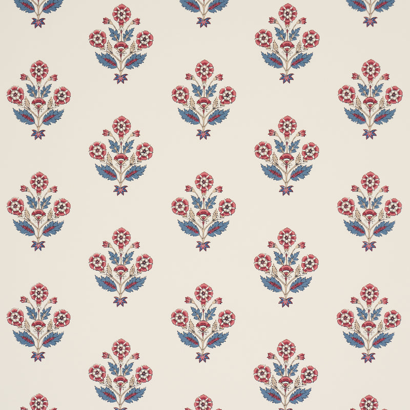 Schumacher DALILA HAND-SCREEN PRINT RED & BLUE  | Atlanta Fabrics